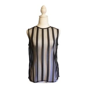 Black Stripe Sheer Shirt Boohoo Size Small US 6
